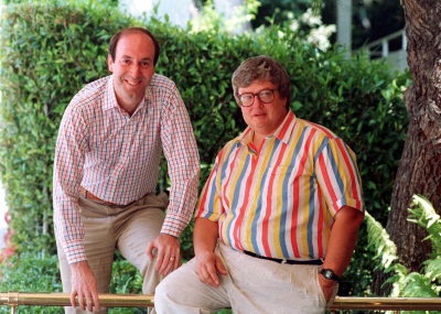 This 1986 photo shows Roger Ebert, right, and Gene Siskel in Los Angeles. Ebert, the nation's best-known film reviewer who with fellow critic Siskel created the template for succinct thumbs-up or thumbs-down movie reviews, died Thursday, April 4, 2013. He was 70. (AP Photo/Douglas C. Pizac, File)