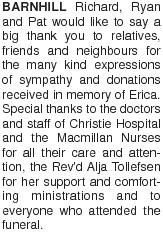 BARNHILL obituary, , Rugby