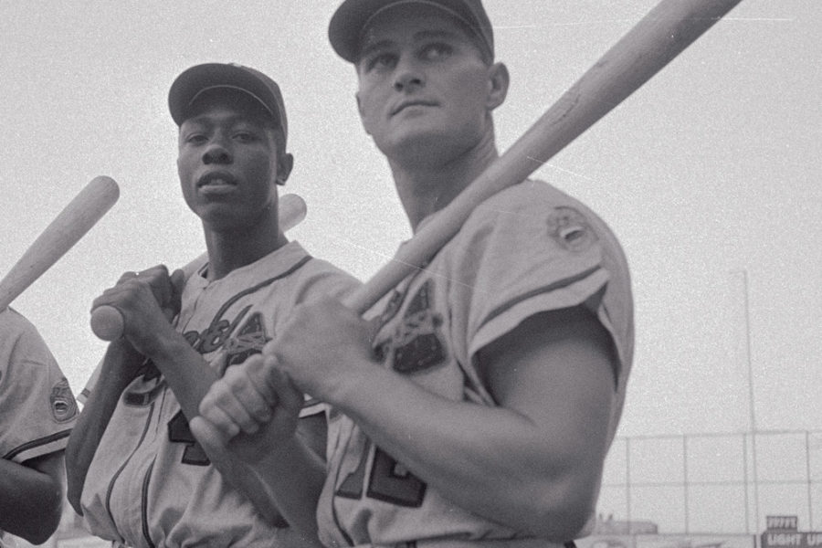 Baseball players Hurricane Hazle and Hank Aaron