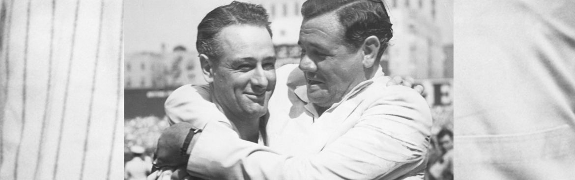 Baseball players Lou Gehrig and Babe Ruth
